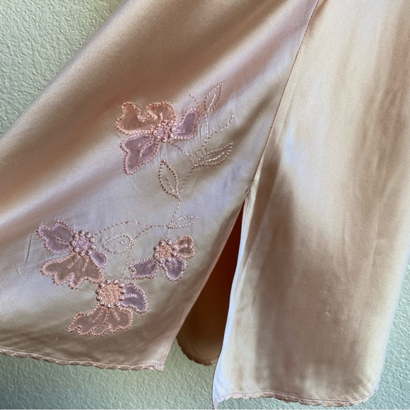 Agent Provocateur Edenn Silk Embroidered Peach Pink Blush Chemise Slip Dress - Picture 7 of 14